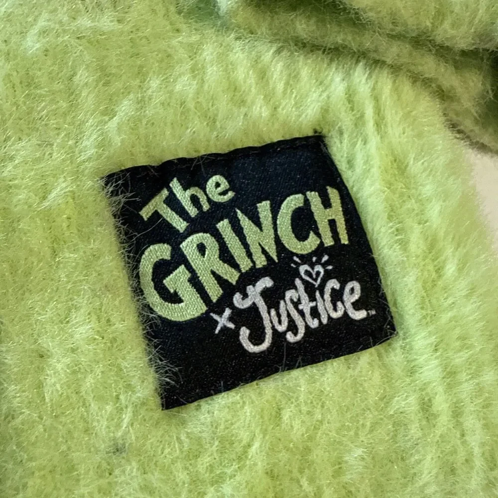 The Grinch By Justice Green Fuzzy Christmas Sweater GIRLS SMALL 7/8